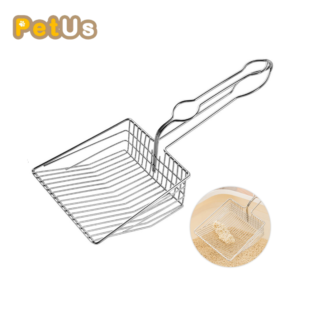 ที่ตักอึแมว ที่ตักทรายแมว ทำจากโลหะ ไม่เป็นสนิม  ตักง่าย ทรายไม่ติด สีเงิน Cat Litter Scoop