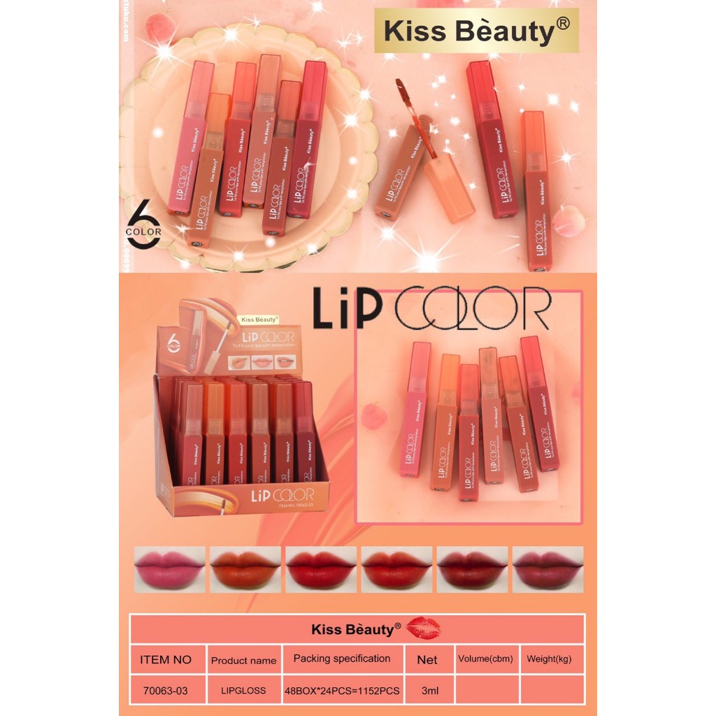 70063-03  Kiss Beauty To Fill You ลิปเนื้อแมตต์ กันน้ำไม่ ติดแมส ลิปแมทแมตต์โทนแดงก่ำ กลิ่นหอม fifa8