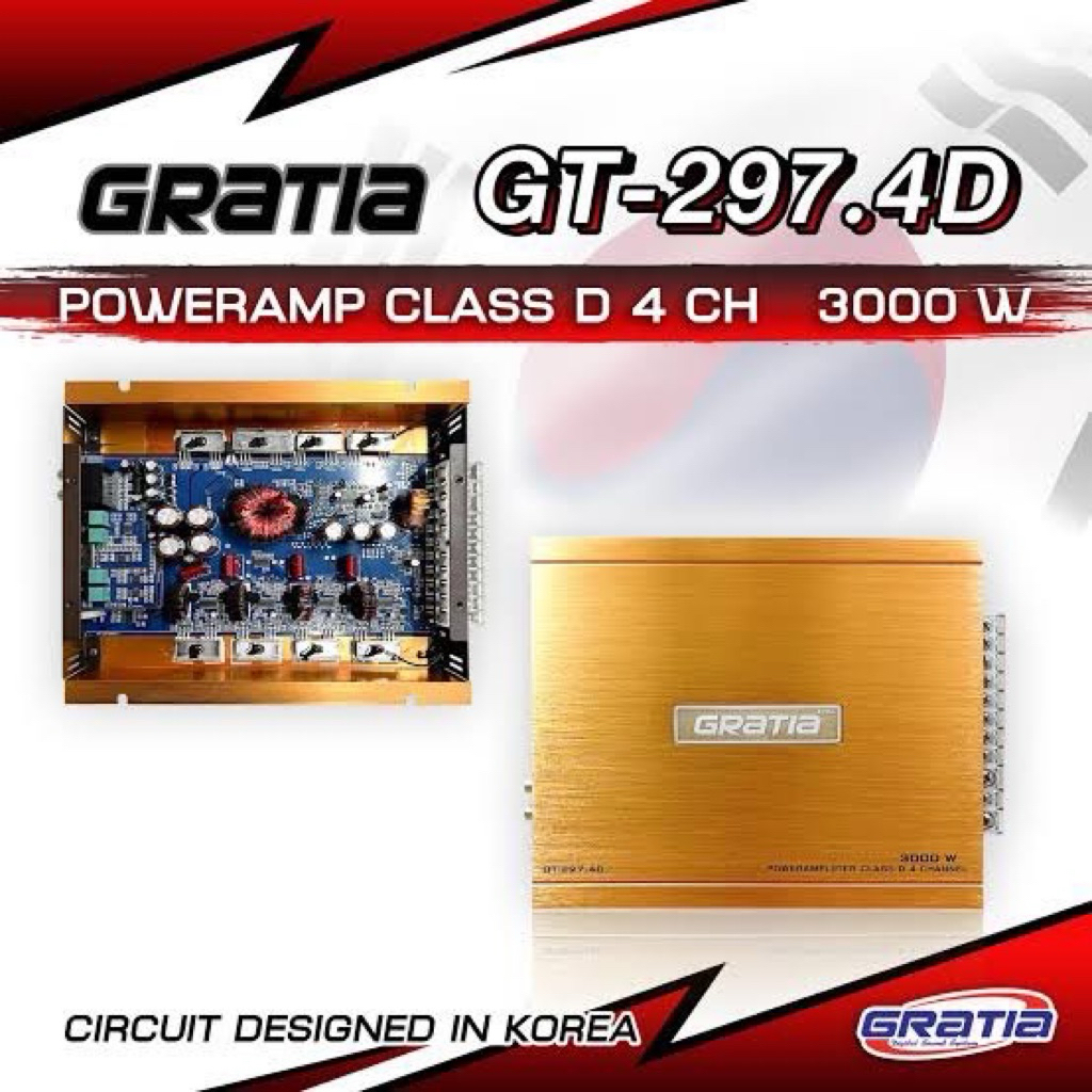 GRATIA เพาเวอร์แอมป์ Class D  Gratia GT-297.4D 4CH 3000W.