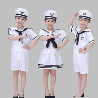 ชุดการแสดง ชุดกลาสีเรือ​ ชุดทหารเรือ​ครบเซ็ตถุงเท้าหมวก (พร้อมส่งในไทย)