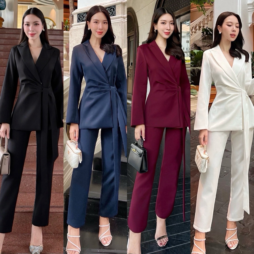 code:90030 Set suit 2 dชิ้น เสื้อสูท+กางเกง ชุดสูทสวย งานป้าย Charissa