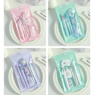 ชุดเครื่องเขียนสำหรับนักเรียน 7 ชิ้น  เจล ปากกาลูกลื่น หลากสี ปากกาเน้นข้อความ X 07