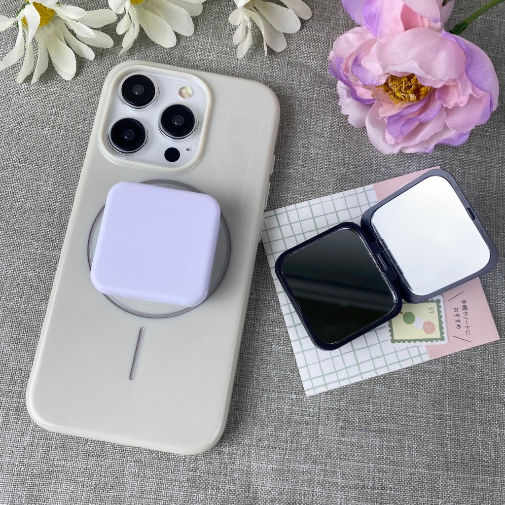 Griptok สีพื้นขาวดำ พร้อมกระจกมินิ ใช้ส่องแต่งหน้า ทาลิป แบบกาว พกพาสะดวก [ส่งเร็วทันใจ]