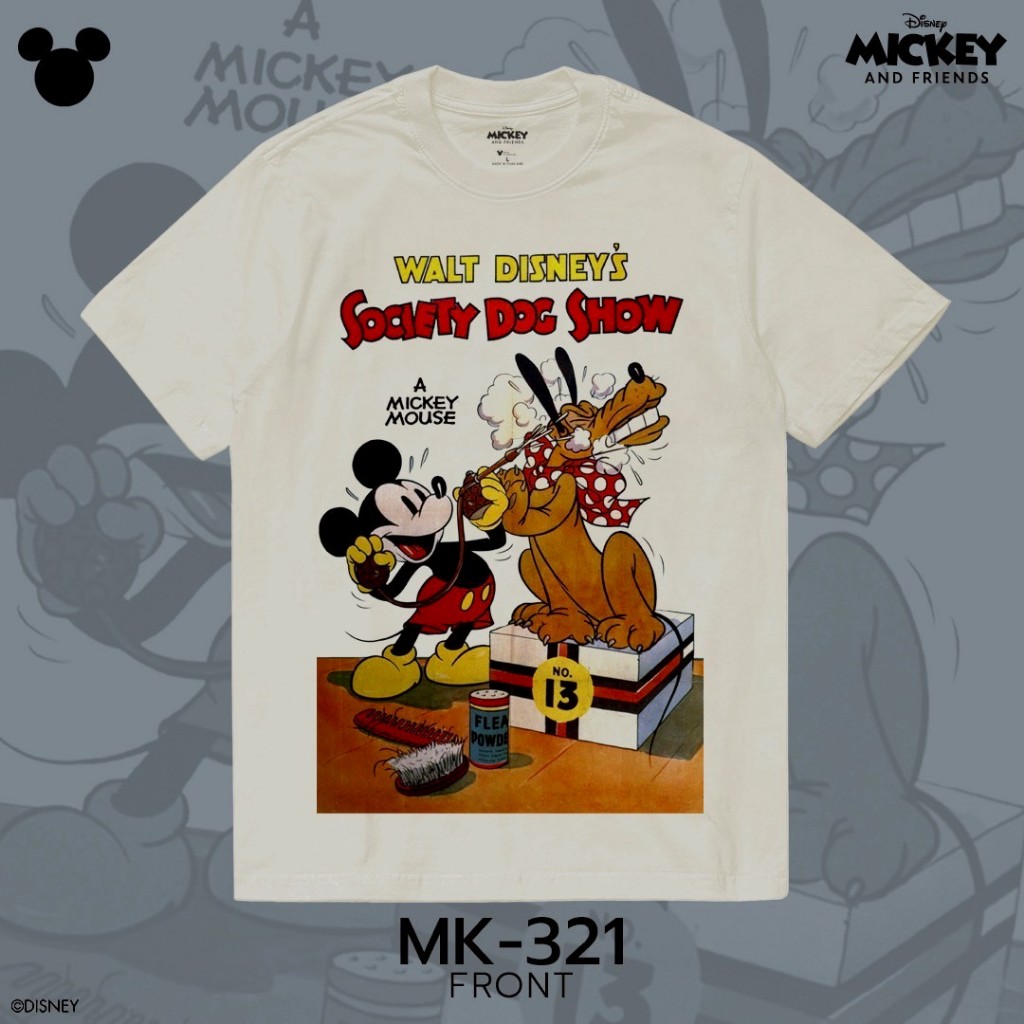 Power 7 Shop เสื้อยืดการ์ตูน "Mickey Mouse & Friends" ลิขสิทธ์แท้ DISNEY  (MK-321-สีครีม)