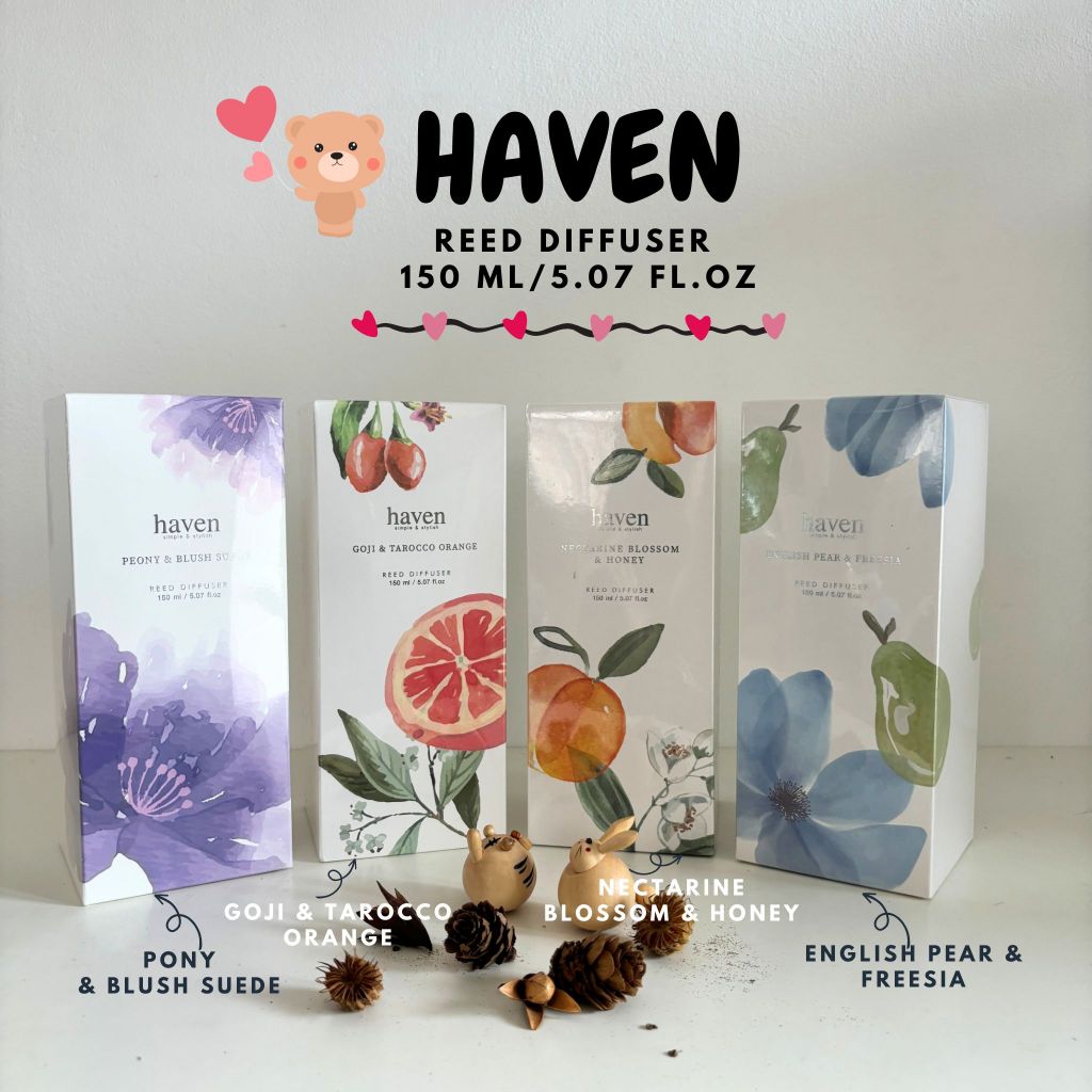 🍀HAVEN Reed Diffuser  ขนาด 150 ml/5.07 fl.oz Set ก้านไม้หอมปรับอากาศ HAVEN แท้💯 รุ่น  Botany