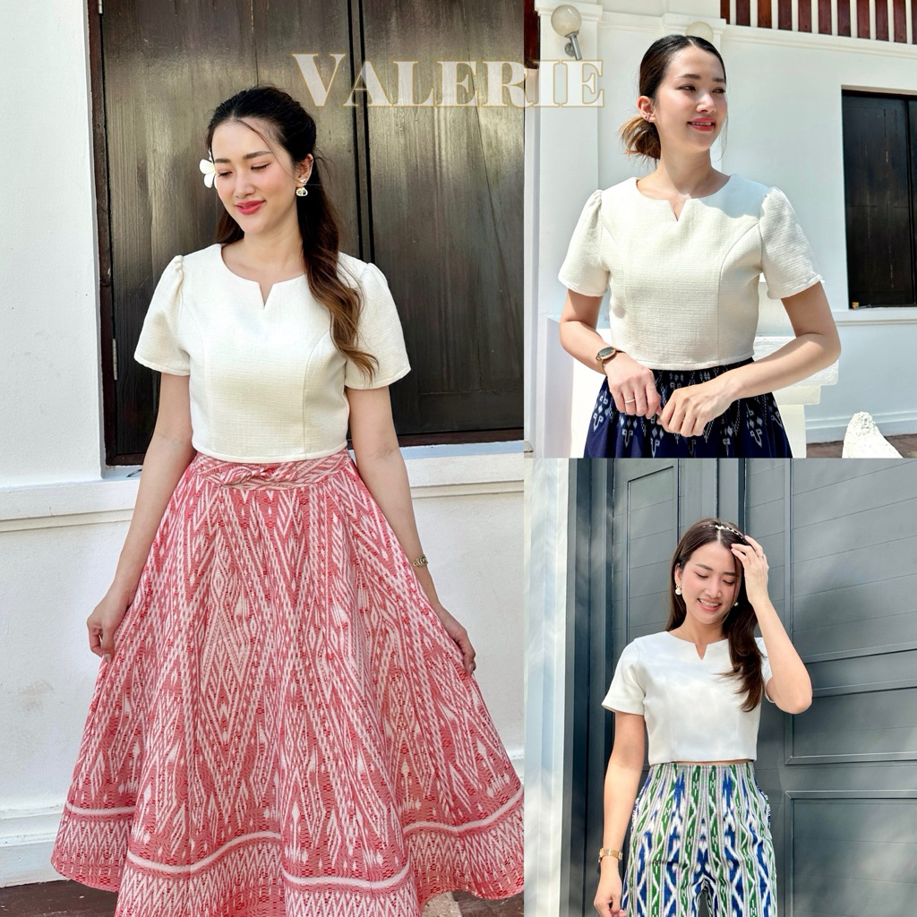 เสื้องานผ้าฝ้าย 100% อัดกาว นุ่มนิ่มพิเศษ ซิปซ่อนผ่าหลัง คัทติ้งเนี้ยบงานพรีเมี่ยม