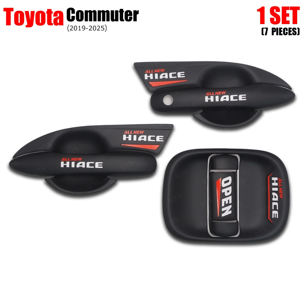 เบ้ารองมือเปิดประตู + ครอบมือเปิดประตู "HIACE" 7 ชิ้น Toyota Hiace Commuter H300 Van ปี 2019-2025
