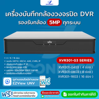 เครื่องบันทึกกล้องวงจรปิด UNV XVR301-G Series รองรับความละเอียด 5 ล้านพิกเซล 4/8/16 ช่อง รับประกัน 3 ปี (แบบเลือกซื้อ)