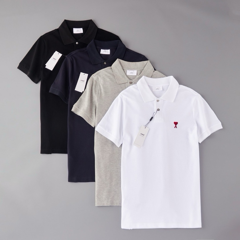 เสื้อคอปก A.M.i Logo Shirt มี 4 สี ขาว เทา ดำ กรม