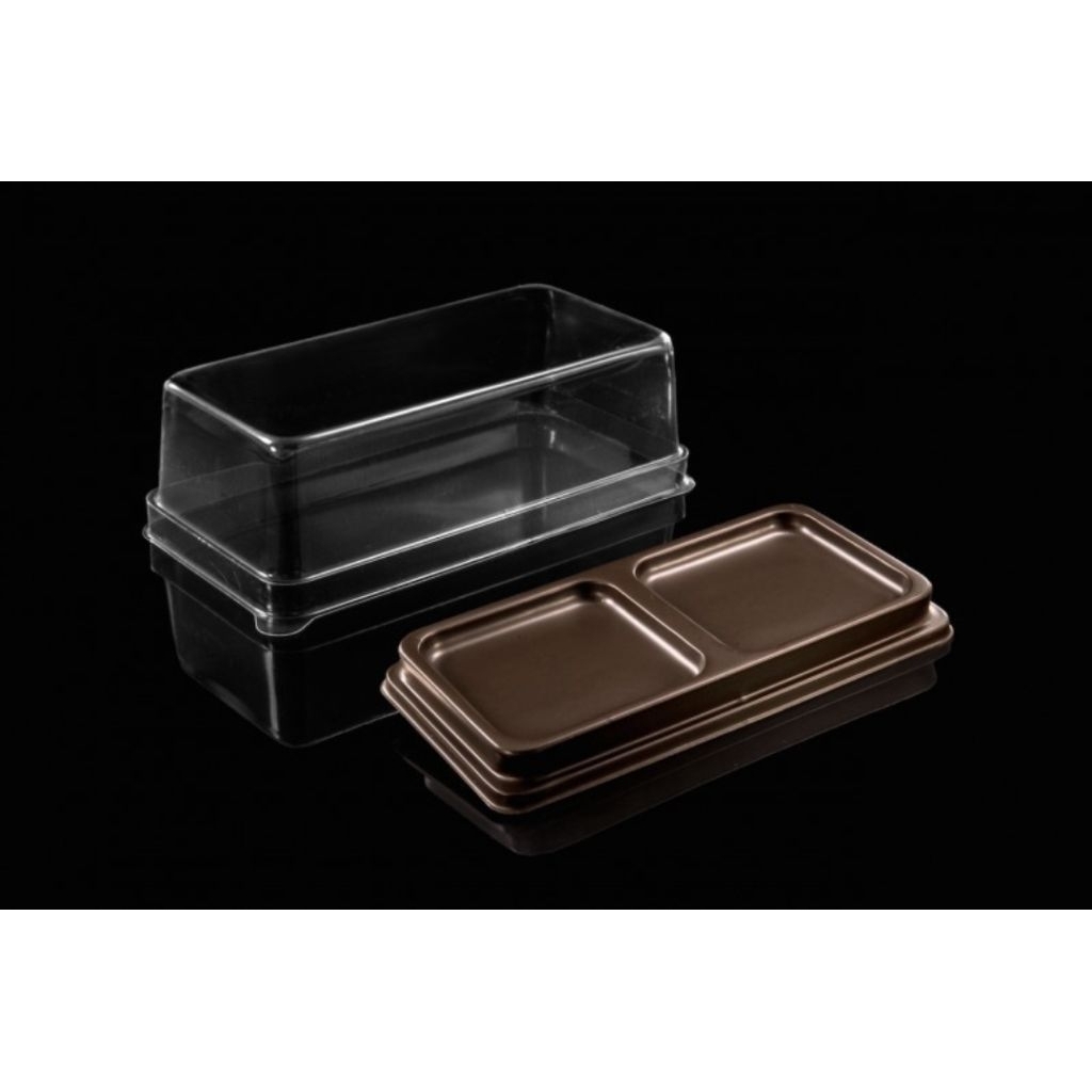 พร้อมส่ง ✅️E-123 FF-123 กล่องพลาสติกฝาใส+ฐาน น้ำตา 2 ช่อง กล่องใส่บราวนี่