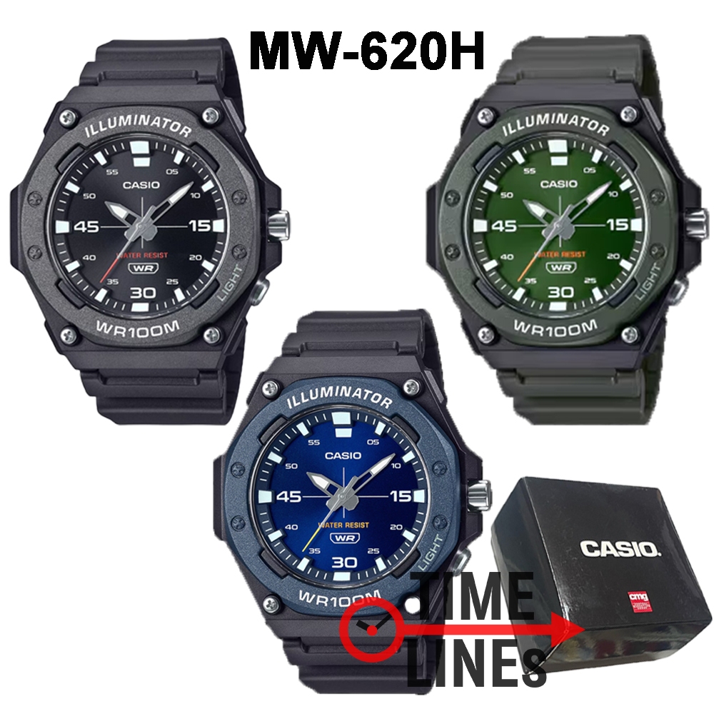 !!ประกัน1ปีและกล่อง CMG!! CASIO รุ่น MW-620H นาฬิกาชาย ทนทาน มีไฟ แสงสว่าง MW620 MW-620