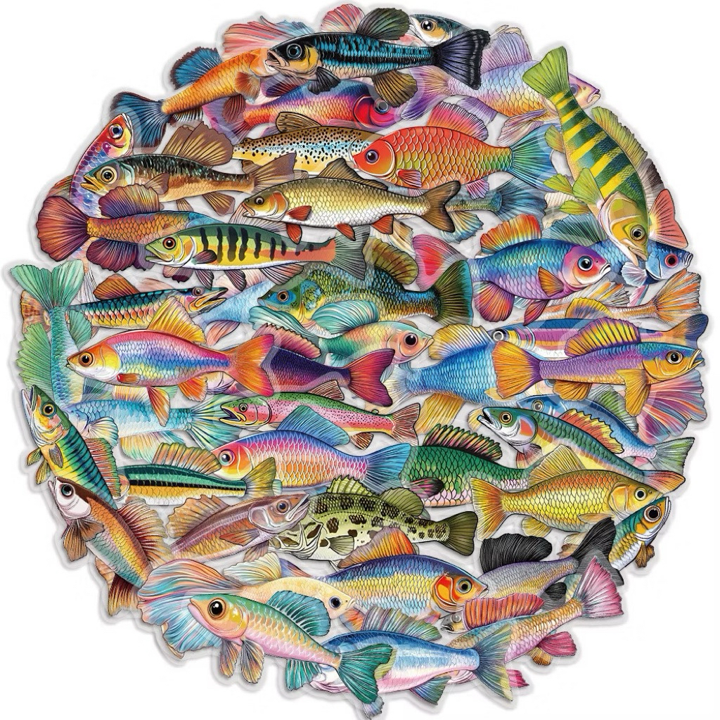 สติ๊กเกอร์ Fish 193 ปลา 50ชิ้น น้ำจืด ปลาวาฬ ทะเล ฉลาม ปลาสวยงาม ปลาฉลาม การ์ตูน shark นีโม่ ทูน่า shimano ตกปลา ภาพ