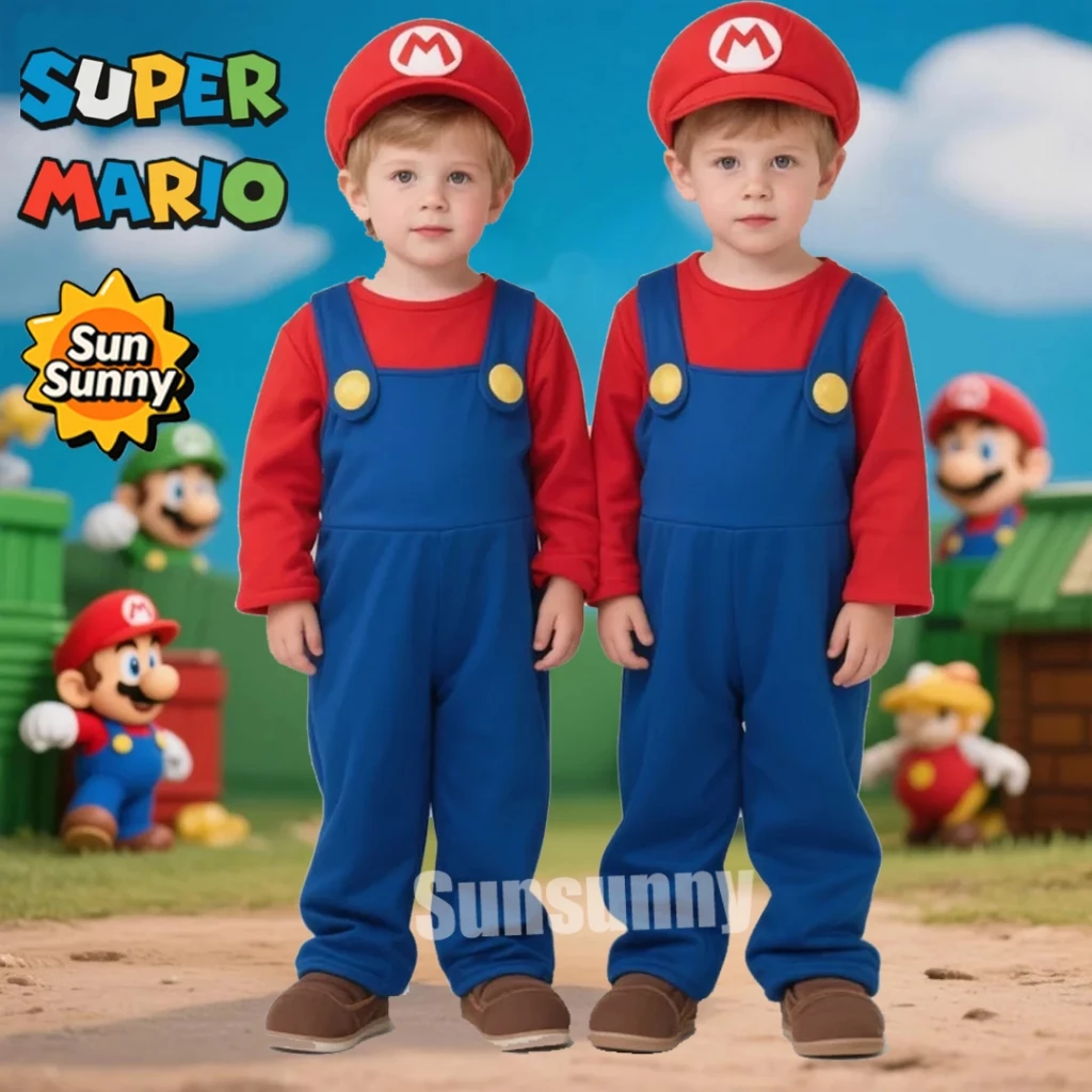 เครื่องแต่งกายเด็กซูเปอร์มาริโอ Super Mario Costume คอสเพลย์ แสดงการ์ตูนคริสต์มาส ชุดครอบครัว  เสื้อผ้าครอบครัวฮาโลวีน thumbnail 6