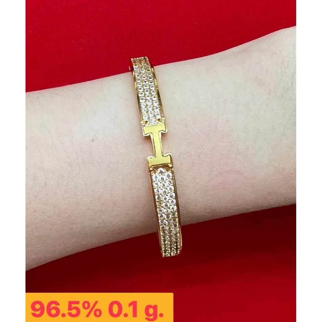 กำไลพลอยหน้าH น้ำหนัก 0.1 กรัม บริสุทธ์แท้ 96.5%