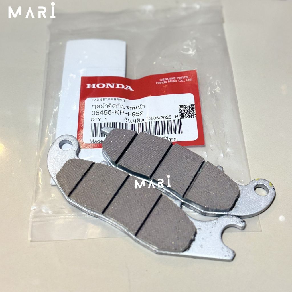 ผ้าเบรกหน้า เวฟ125 S/R/i ไฟเลี้ยวบังลม ปั้มเบรกNISIN แท้เบิกศูนย์ 06455-KPH-952