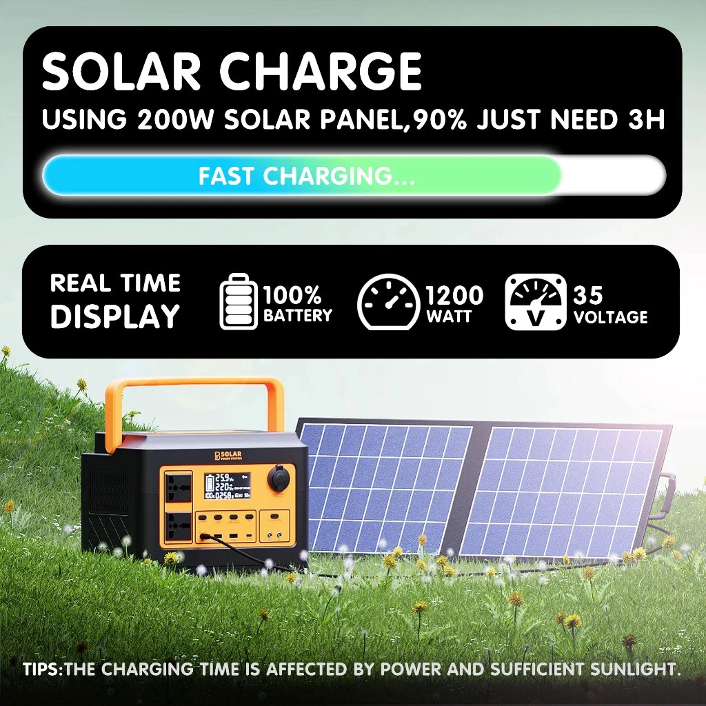 PBSOLAR Power Station Camping Power Box 320000mAh 1200w 1024wh เครื่องกำเนิดไฟฟ้าพลังงานแสงอาทิตย์แบบพกพา thumbnail 8