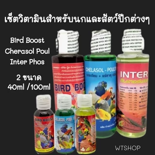 เซ็ตวิตามินบำรุงนกสวยงามทุกชนิด และสัตว์ปีกทุกสายพันธุ์ Bird Boost/Inter phos/Chelasol-Poultry