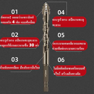 ดอกสว่านคาร์ไบด์ แข็งแรง4เท่า ชุดดอกสว่าน แกน 6เหลี่ยม 3-12MM ซิกแซกใหม่ ดอกเจาะปูน เจาะกระเบื้อง เจาะไม้ เจาะกระจก