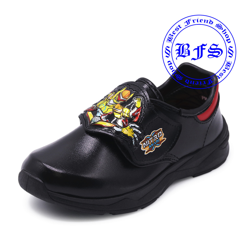 Popteen Nitro Man รองเท้านักเรียนชาย รองเท้าอนุบาล รุ่น Nitro Man (PM22) สีดำ