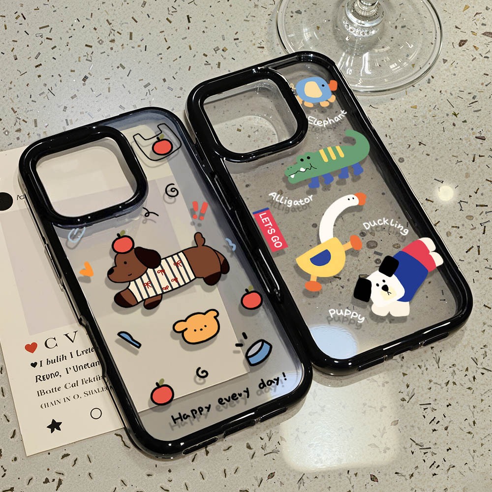 เคสโทรศัพท์ For iPhone 13 11 15 16 pro max Case iPhone 11 12 17 pro max 15 14 pro max อะคริลิค 2 in 1 ดอกไม้ สัตว์