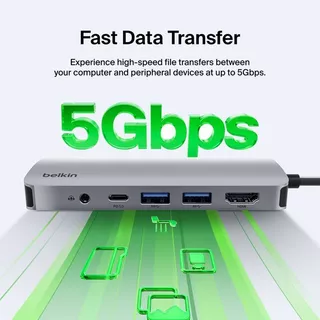 Belkin USB-C Hub 7-in-1 HDMI 4K60Hz PD100W SD Card 3.5mm สำหรับ MacBook iPad Laptop รุ่น AVC009-V2