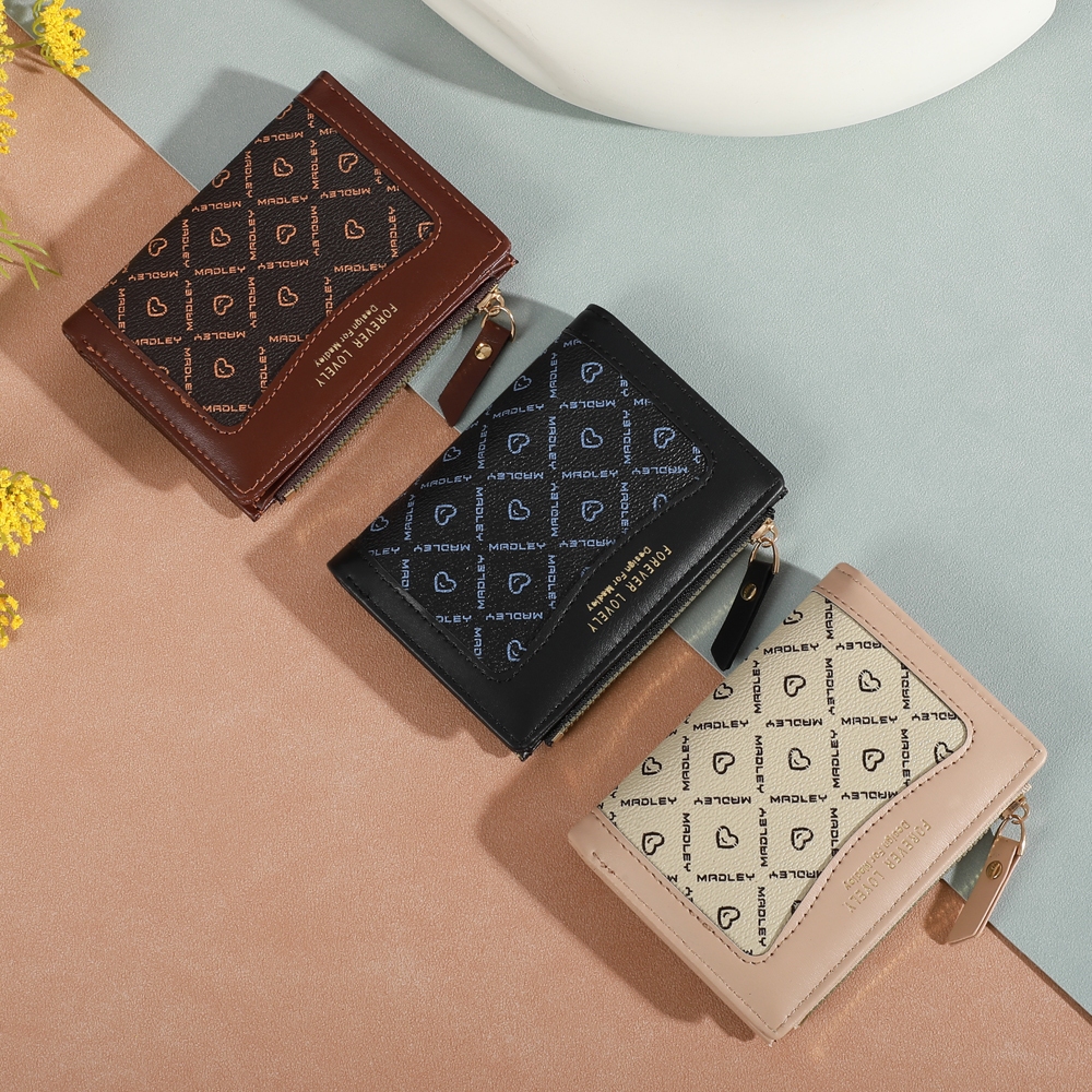 B-2251🔥กระเป๋าสตางค์ใบสั้น สีสดใส พกพาสะดวก ขนาดเล็กแบบพกพา พร้อมช่องใส่บัตร 4สี