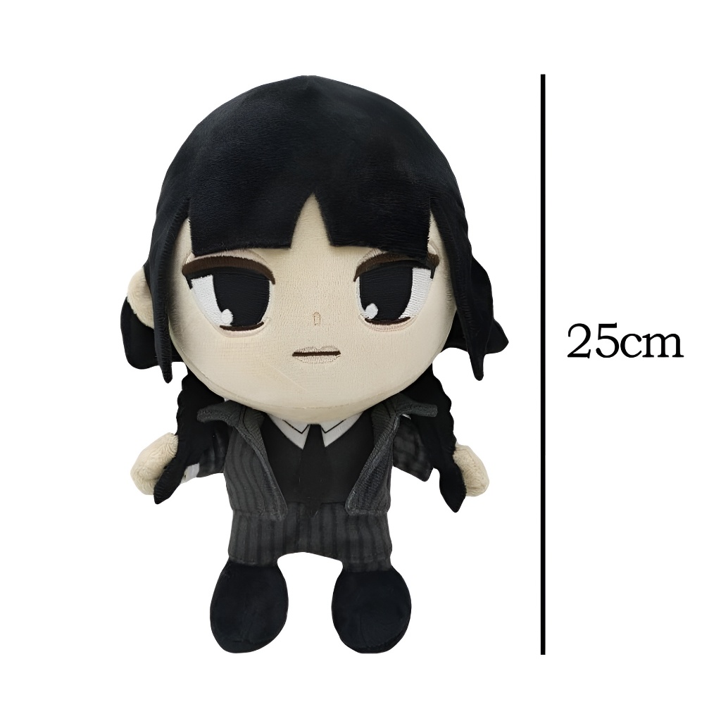 ⚡ส่งไว⚡ 25cm Wednesday Addams Plush Toy – Cute Soft Stuffed Doll for Kids, Birthday & Christmas Gift