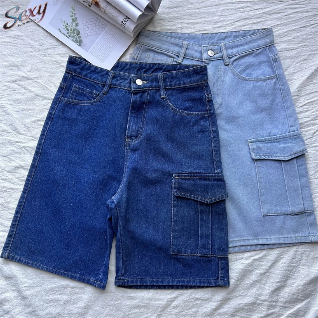 New arrival cargo shortขาสั้นคาร์โก้ยีนส์ เนื้อผ้านุ่มและระบายอากาศได้ดี ส่งไวจากไทย