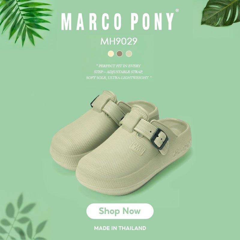 Marco Pony รองเท้าแฟชั่นลําลอง รองเท้าหัวโตผู้หญิง เพื่อสุขภาพ เบาสบาย ส้นหนา 6 ซม คลายเมื่อยเท้า รองเท้าสุขภาพ MH9029