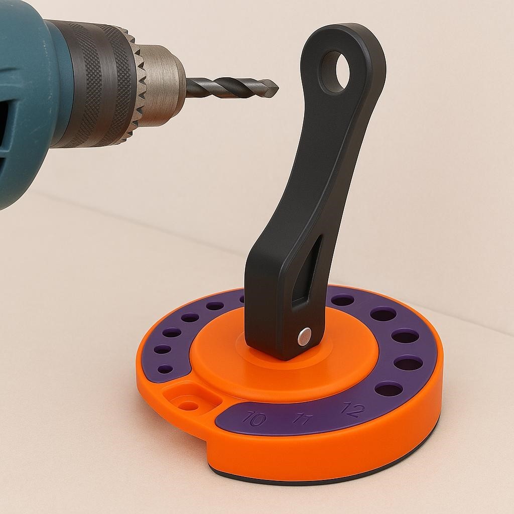 แท่นดูดตั้งศูนย์เจาะกระเบื้อง/แก้ว ปรับขนาดได้ Adjustable Tile & Glass Drill Guide with Suction Base