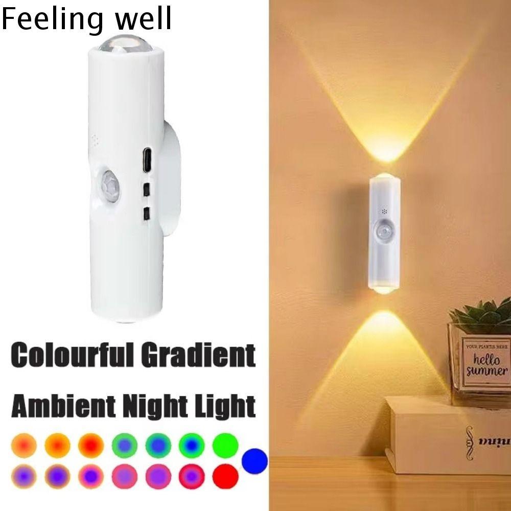 โคมไฟ LED ติดผนังไร้สาย เซ็นเซอร์กลางคืน RGB 3/7 สี เปลี่ยนได้ พกพาสะดวก ปรับแสงได้ ของตกแต่งบ้าน