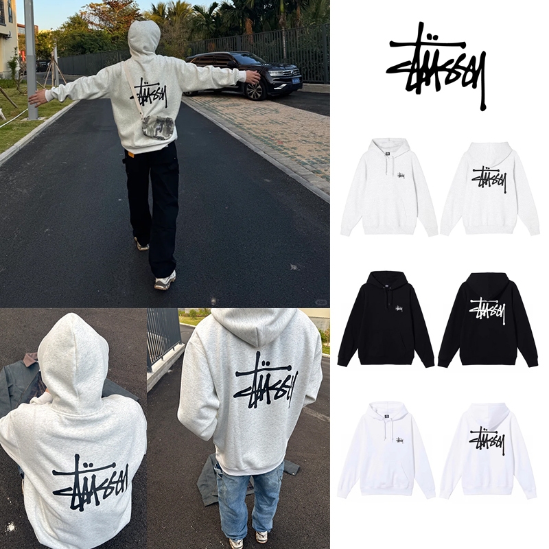 New เสื้อฮู้ด Stussy Hoodie แท้100% สําหรับผู้ชาย และผู้หญิง หลวมเสื้อฮู้ด.**Black Size M พร้อมส่ง    ลายสุดคลาสสิคที่ต้