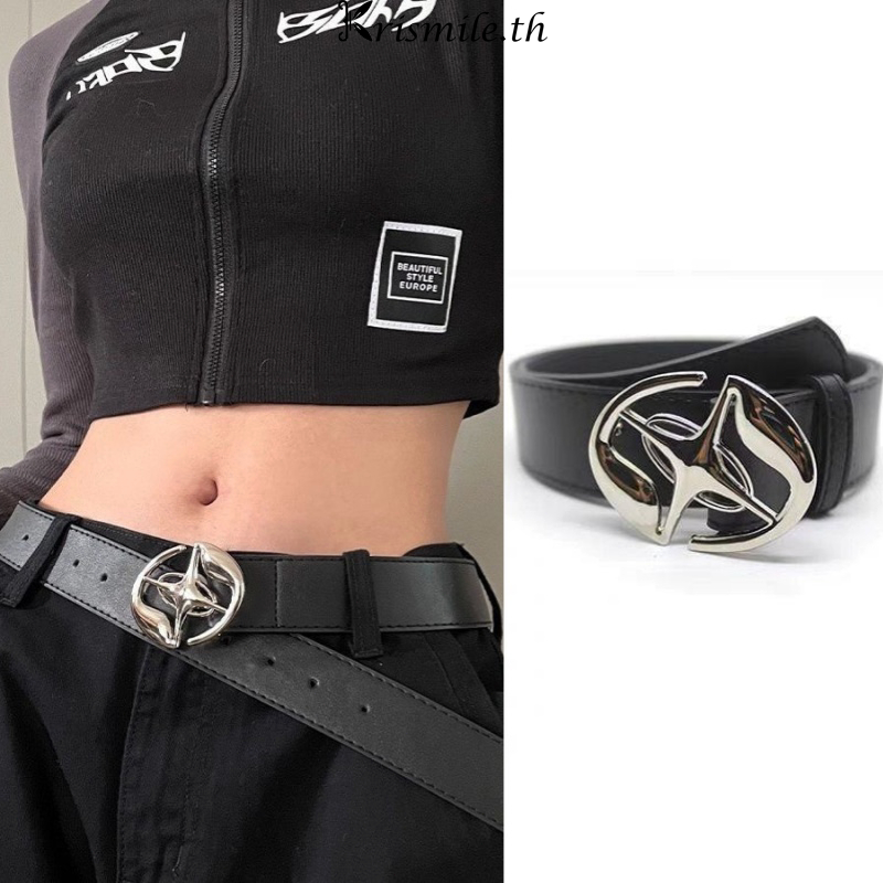 COD-ในไทย💖เข็มขัด หัวเข็มขัดโลหะรูปดาว แฟชั่นย้อนยุค เหมาะสำหรับผู้ชายและผู้หญิง-Kri