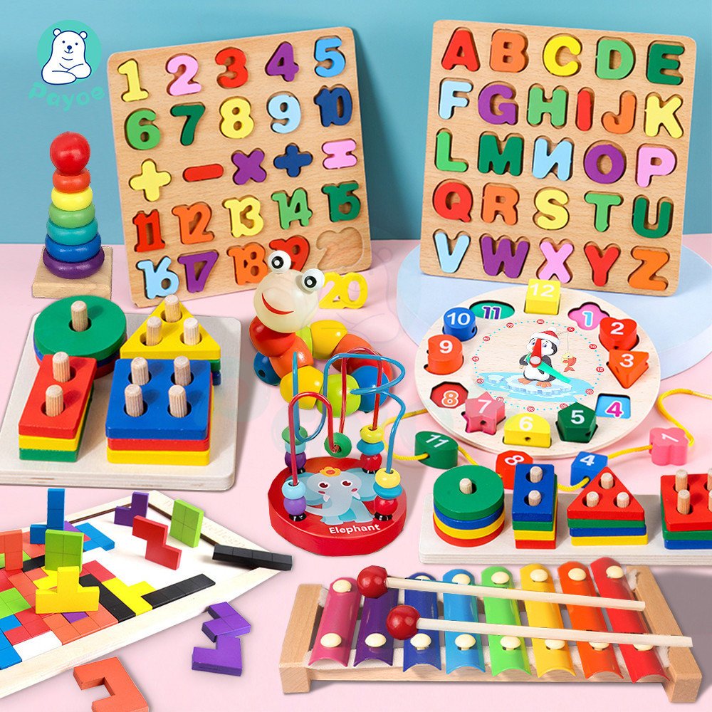 PAYOE ของเล่นไม้ หอคอยสีรุ้ง ของเล่น ของเล่นเด็ก ช่วยส่งเสริมการพัฒนาความฉลาดของเด็ก ของเล่นไม้สำหรับพัฒนาการ ตัวต่อไม้