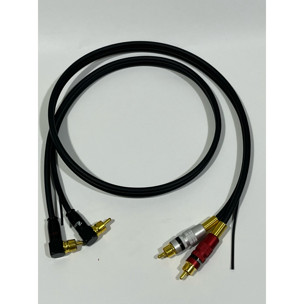 สายrca to rca  2ออก2  ตรง/งอ งอ/งอ หัวท้ายขนาดสาย4.8.mmทำจากสายชีลคู่โมโนของDynacomหัวrcaแบบเหล็ก/อลูมิเนียม