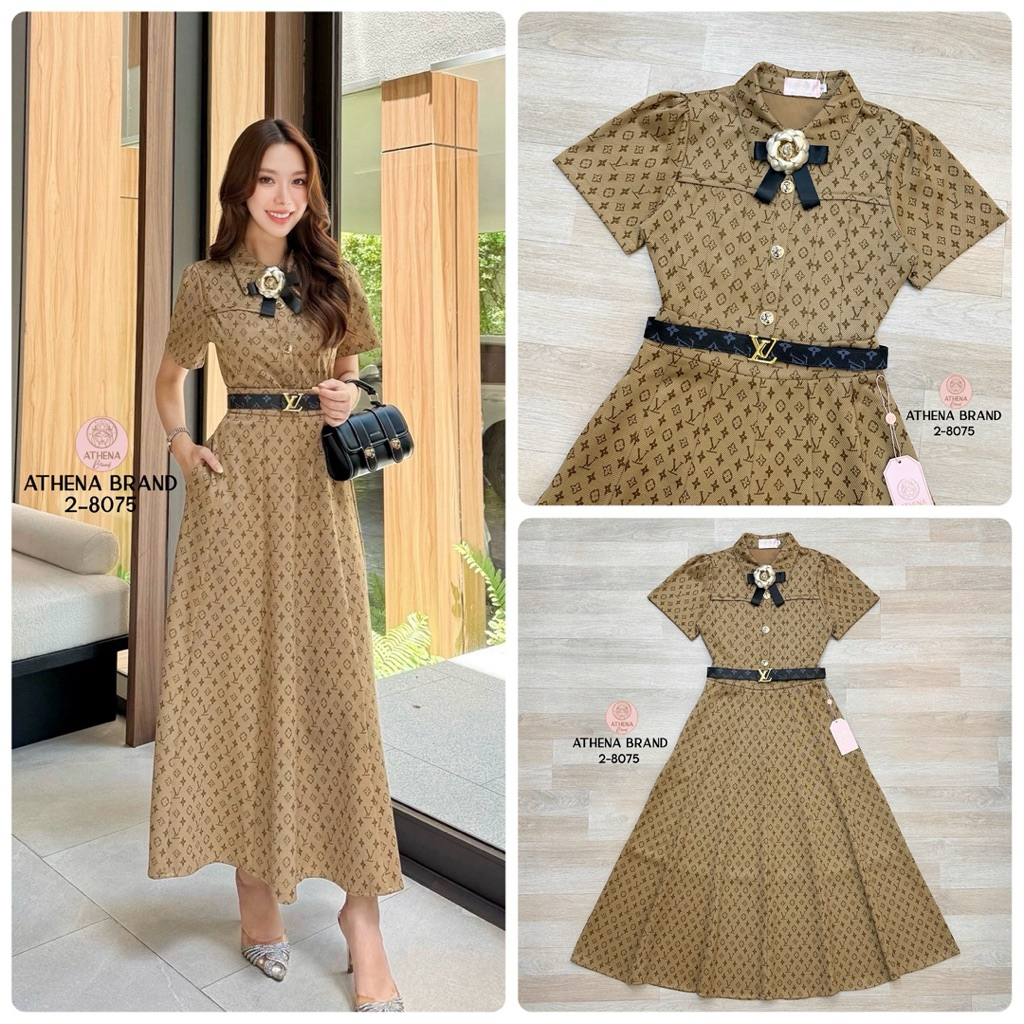 Athena Set เสื้อ+กระโปรงยาว มีเข็มขัด