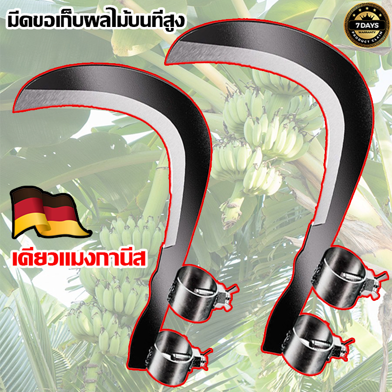 จัดส่งจากกรุงเทพฯ เคียวแมงกานีส มีดขอ เคียวเกี่ยวผลไม้ เคียวตัดกิ่งไม้ เคียวเหล็กแมงกานีส หนาคมทน ตัดได้อย่างง่ายดาย