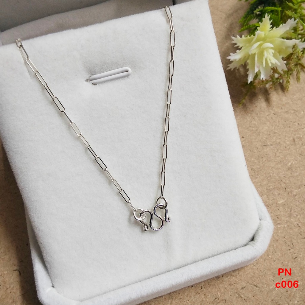 PN สร้อยคอเงินแท้92.5% สร้อยเงิน ลายโซ่เหลี่ยม ยาว 16 18 20 นิ้ว Chain (c006)