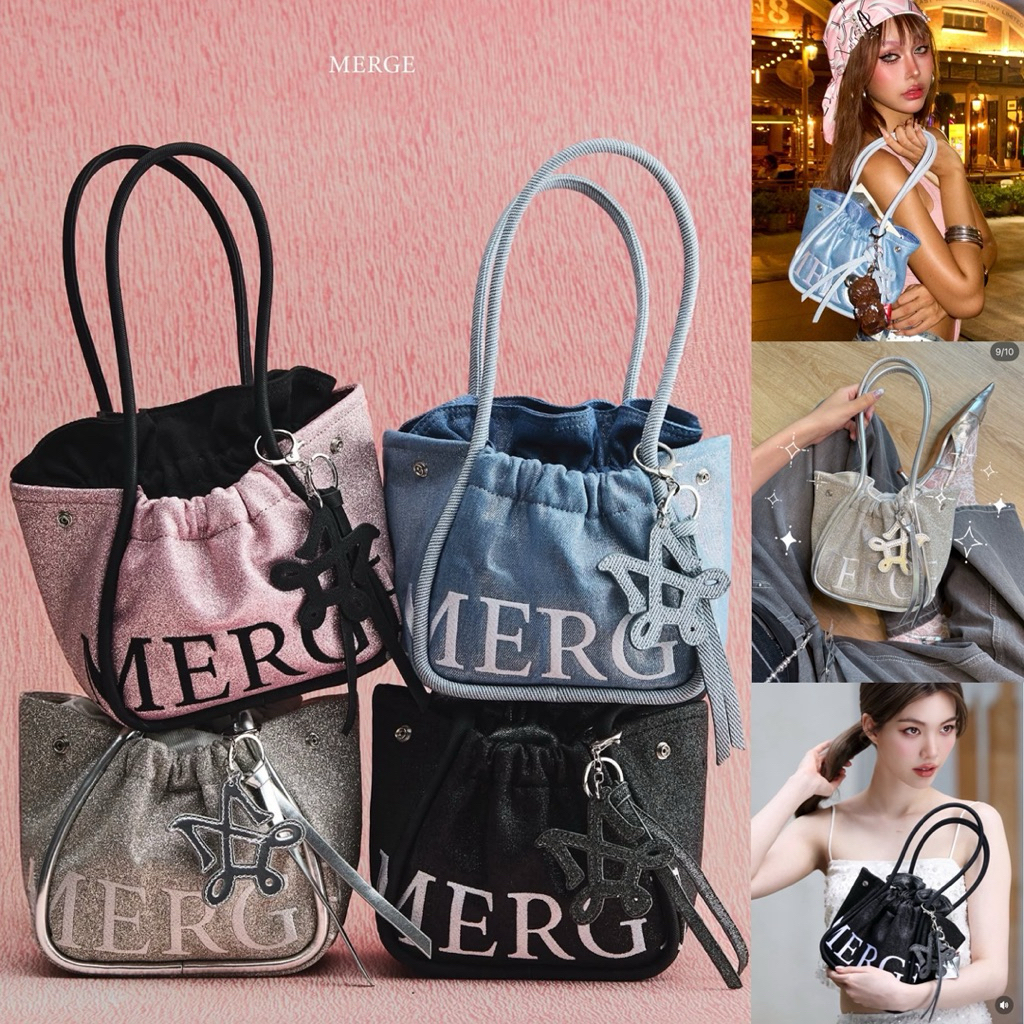 📌📌 พร้อมส่ง แท้💯 ดำ/ฟ้า Merge Mini Glitter (A day Bag Mini) กระเป๋าmerge รุ่นใหม่ล่าสุด🛍️