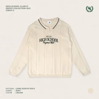 Highschool Preppy Collection 2025 Oversize Knit Long Sleeve Polo เสื้อไหมพรมโปโลแขนยาว - TPB09560