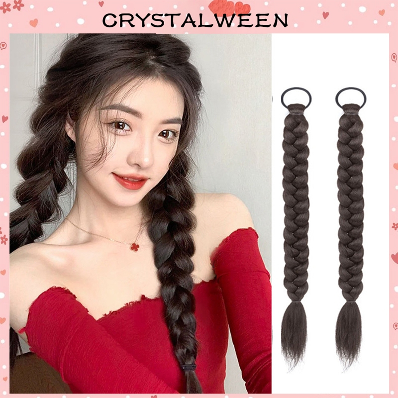 วิกผมผู้หญิง แฟชั่นเกาหลี  ผมปลอม ถักเปีย ถักเปีย วิกผมหางม้าถักเปียยาวน่ารัก สําหรับผู้หญิง 45 ซม. 1 ชิ้น  ไม่ระคายผิว