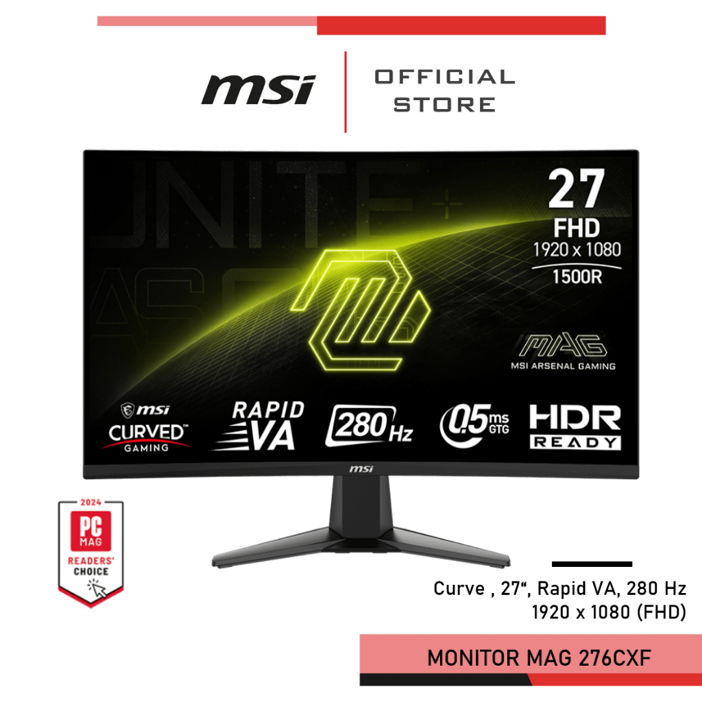 [Pre-Order] MSI MAG 276CXF Monitor 27" (68.58 cm) 280Hz Rapid VA จอโค้ง Curve 1500R จอคอมพิวเตอร์