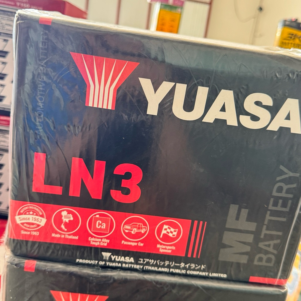 แบตเตอรี่รถยนต์ YUASA LN3 / LN3-MF แบตกึ่งแห้ง (พร้อมใช้งาน ไม่ต้องเติมน้ำกลั่น) แบตผลิตใหม่ปีนี้ทุก
