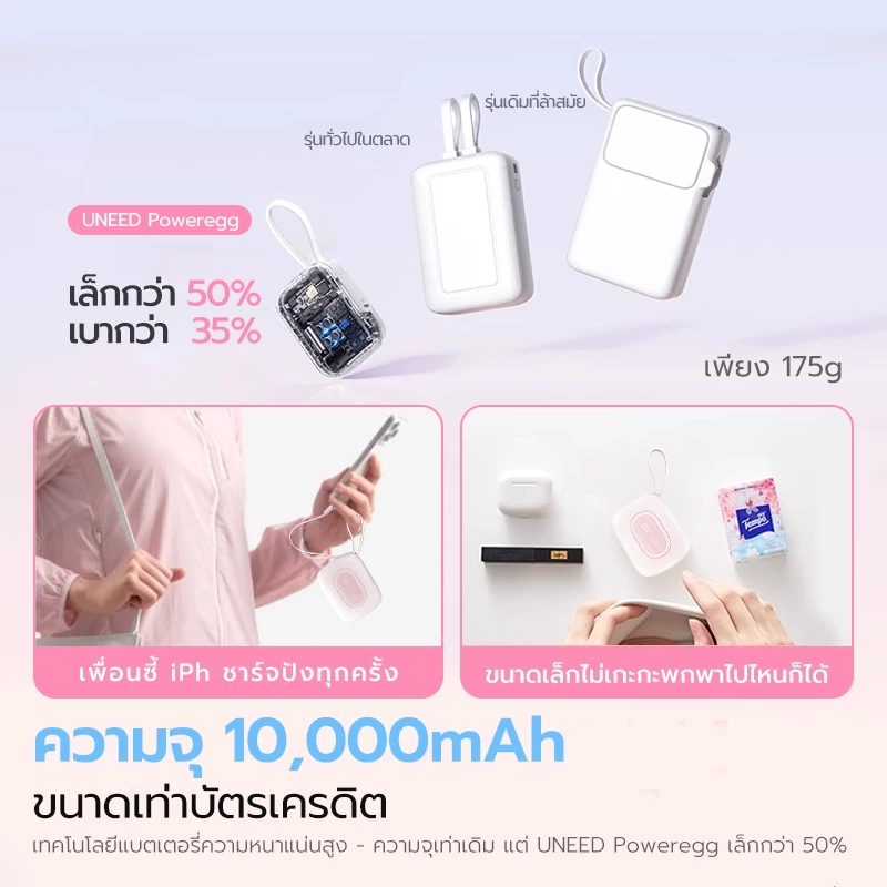 [China CCC]UNEED POWERBANK Mini 10000mAh Fast Charge PD22.5W พาวเวอร์แบงค์ พกพา เล็ก พาวเวอแบงค์ 2 thumbnail 5