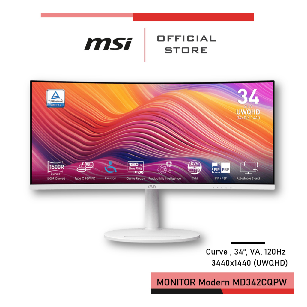 MSI MODERN MD342CQPW Monitor จอคอมพิวเตอร์ 34" 3440 x 1440 (UWQHD)