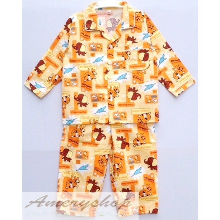 ชุดนอนเด็ก (P+P) อายุ 3-4 ขวบ แขนยาว-ขายาว ผ้าคอตตอน ลายการ์ตูน