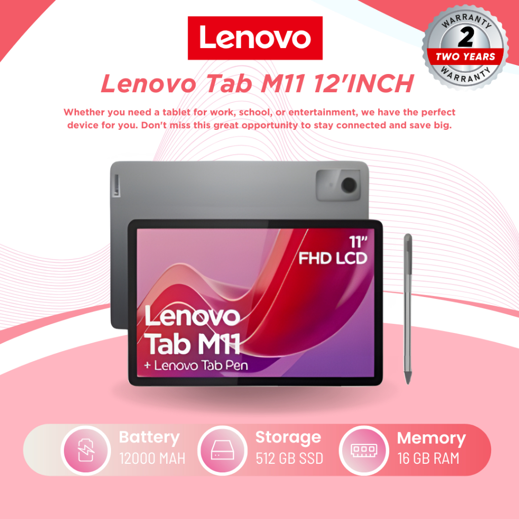 【พร้อมส่ง】Lenovo Tab M11 แท็บเล็ตบางเฉียบ Helio G88 90Hz + ลำโพง 4 ตัว Dolby Atmos RAM 16GB+512GB