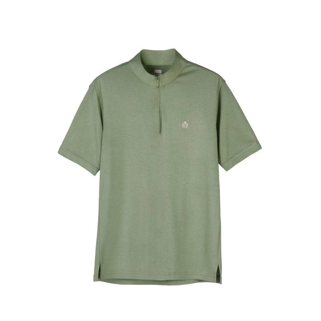 TAKEO KIKUCHI เสื้อโปโล SUPER SOFT STAND COLLAR ZIPPER POLO SHIRT