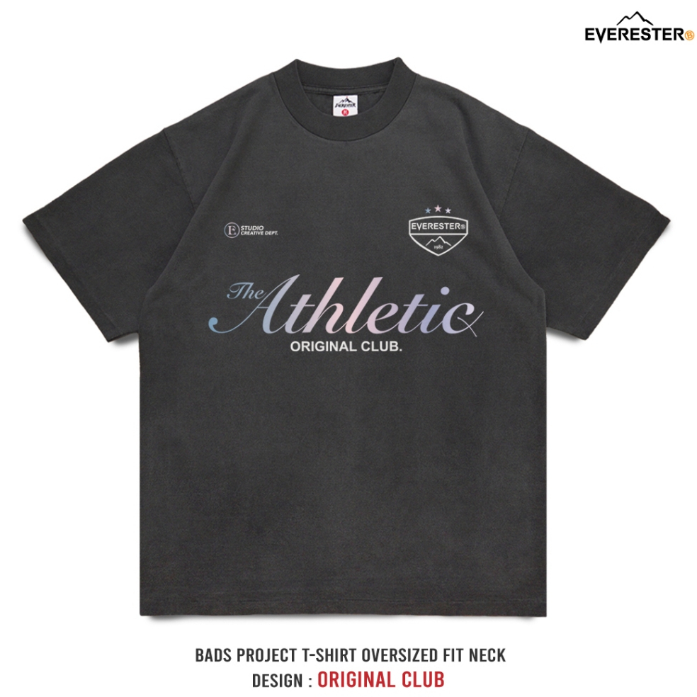 EVERESTER เสื้อคอฟิต วินเทจ เฟดเทาดำ Heavy Cotton รุ่น Athletic ฟอกนุ่ม เสื้อผ้า เสื้อยืดผู้ชาย FED