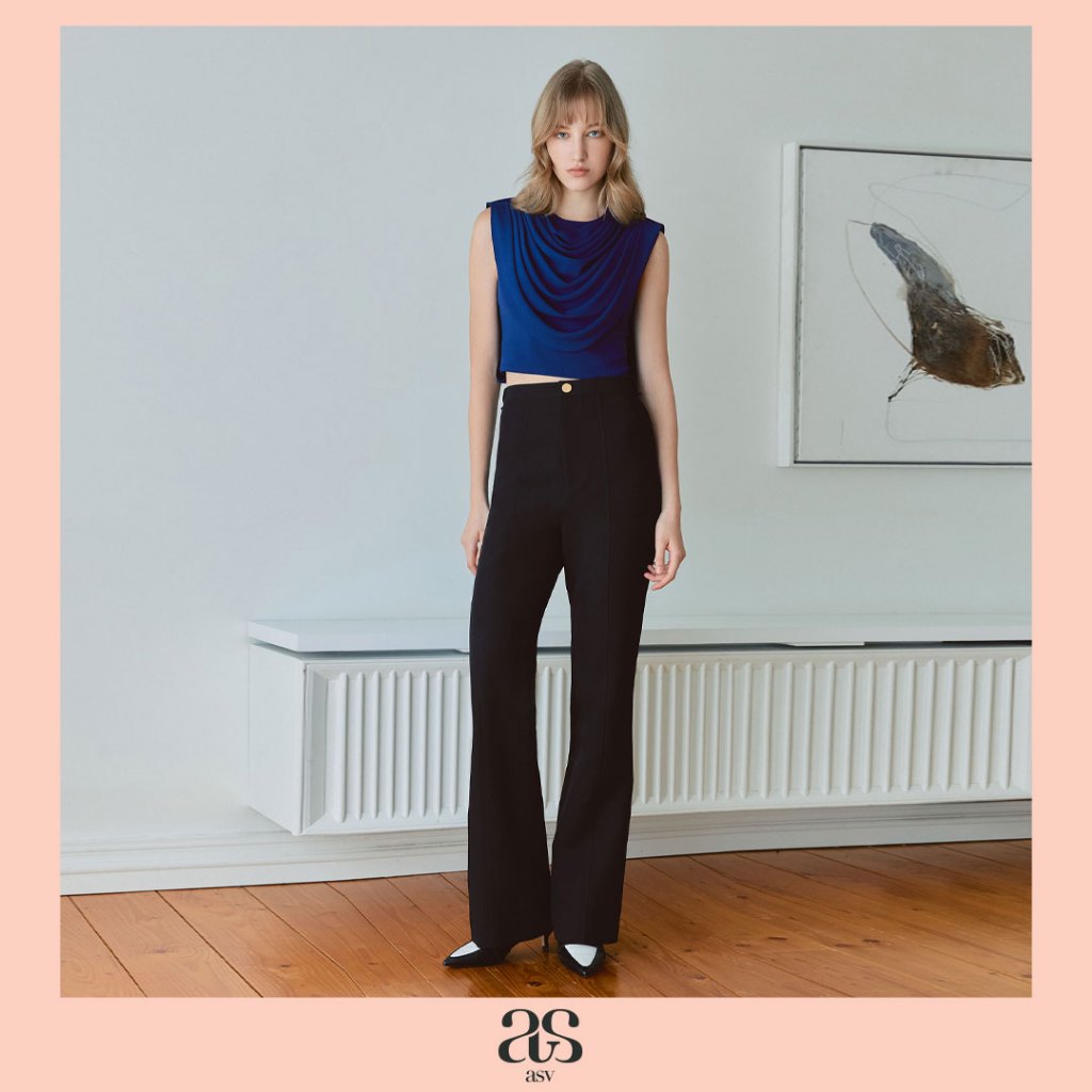 [asv pf25] Maeve Flare Pants กางเกงผู้หญิง ทรงขาม้า เอวสูง กระเป๋าข้าง แต่งกระเป๋าปะด้านหลัง ซิปหน้า
